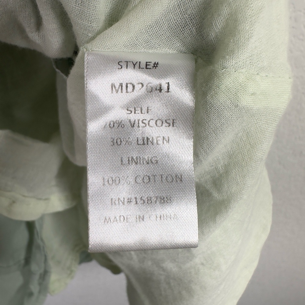American Threads Dress Womens M Green Linen Blend Babydoll Romantic Y2K Cottage - Picture 6 of 7